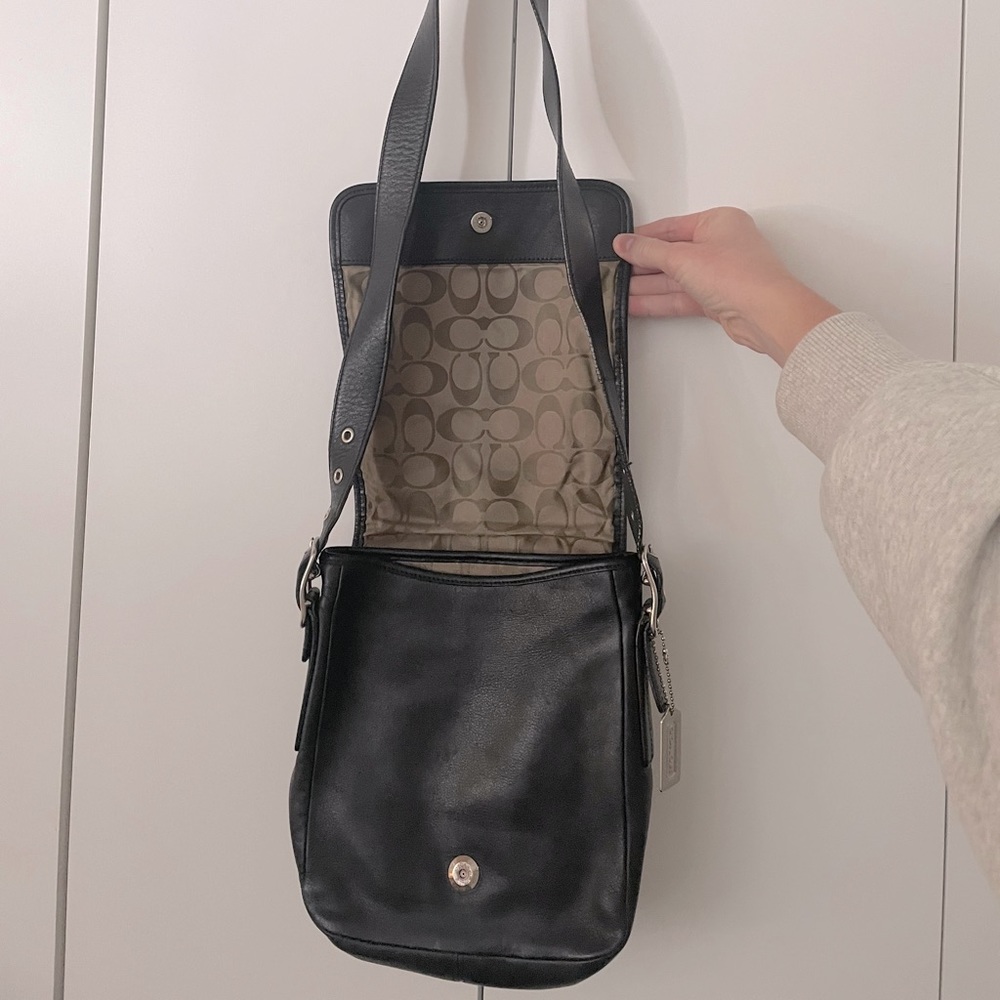 Coach Saddle Messenger Crossbody in Black Leather